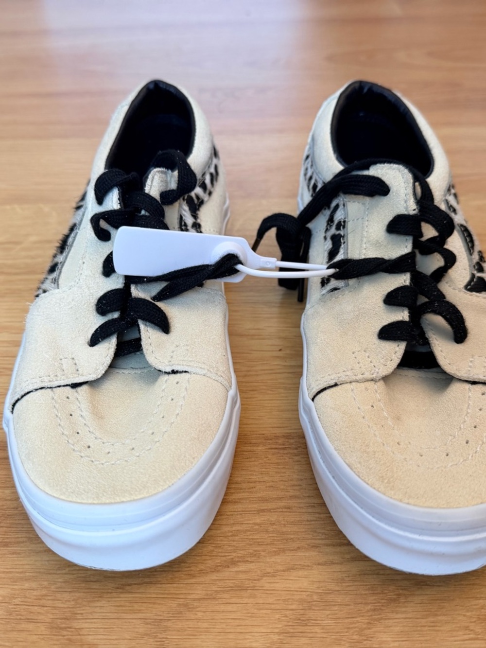 Vans Cream and Black Low-Top Sneakers